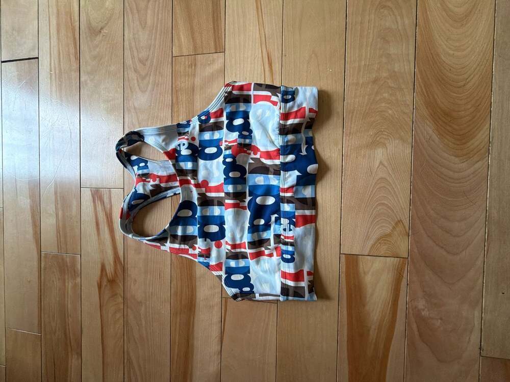 Size L OFFLINE by Aerie Real Me Racerback Sports Bra with Graphic Print